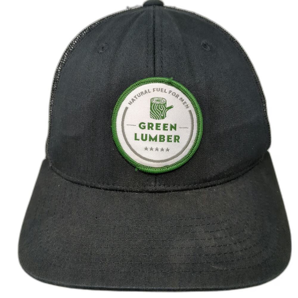 Yupoong Trucker Hat Black One Size Green Lumber Patch Mesh Back Snapback Hat